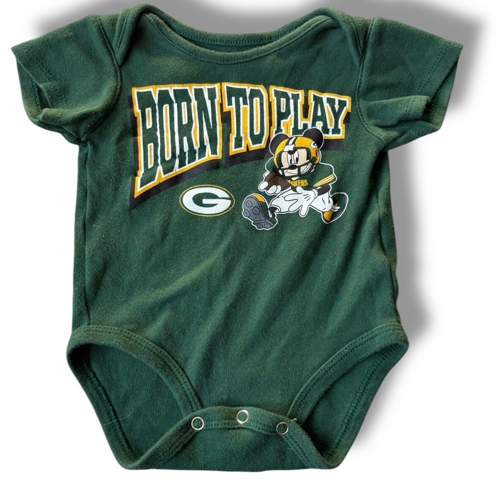 Disney Mickey Mouse and NFL Green Bay Packers Football Onesie size 3-6 months